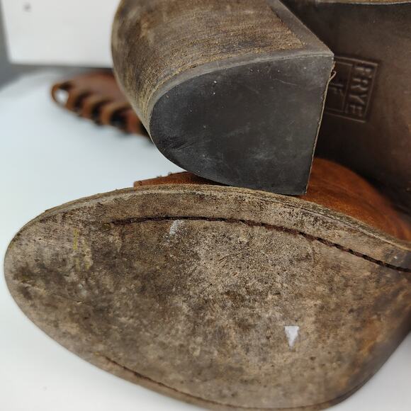 FRYE IZZY Belted Gladiator Distressed Leather Buckles Open Toe Boot Sandals 10 - Picture 13 of 17